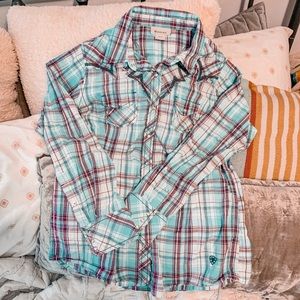 Ariat Turquoise & Purple Bling Western Shirt